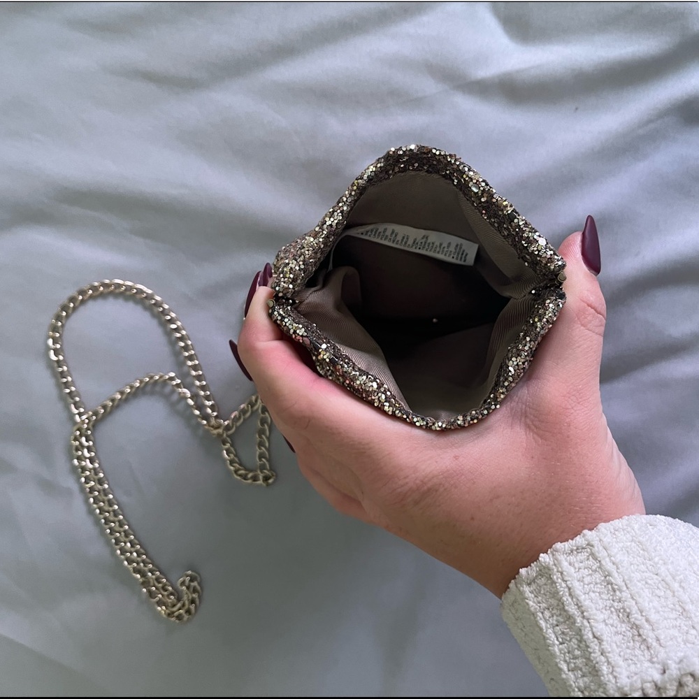 Gold Clutch Bag with Chain - Picture 2 of 2